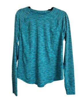 TEK Gear Drytek Stretchy Size Medium Striped Green Tee EUC Activewear